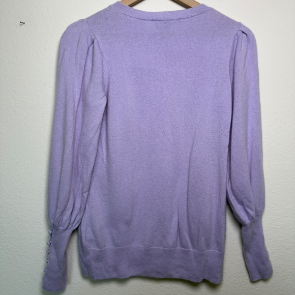 Boston Proper Women 100% Cashmere Sweater XS Lavender Puff Sleeve Button Cuff - Picture 5 of 11